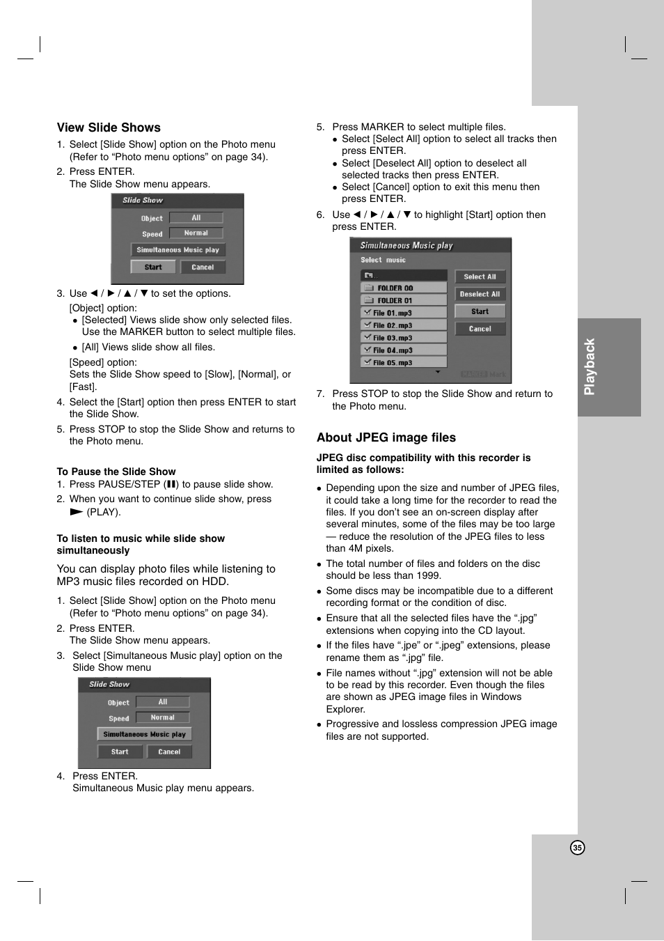 Playback | NEC NDH-160 User Manual | Page 35 / 60