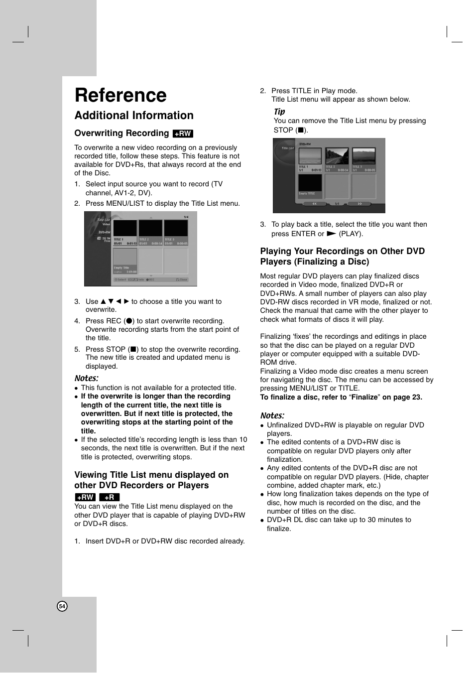 Reference, Additional information | NEC NDH-160 User Manual | Page 54 / 60