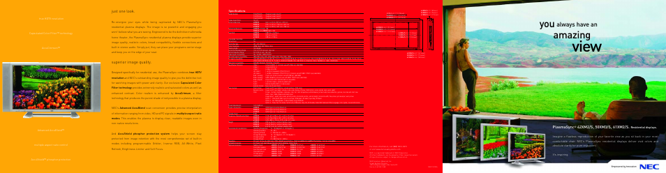 NEC PlasmaSync 50XM3/S User Manual | 6 pages