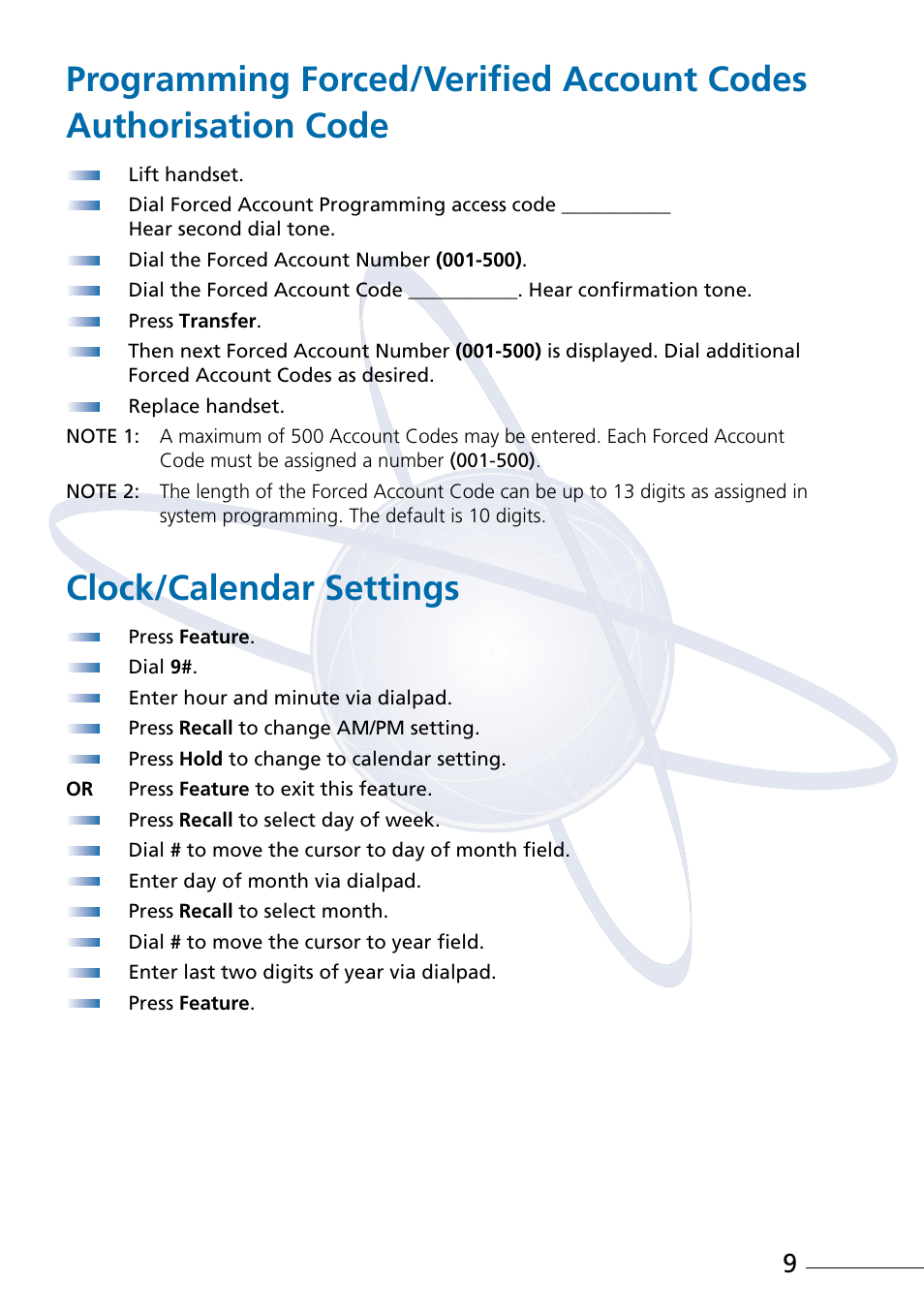 Clock/calendar settings | NEC Attendant Xen IPK User Manual | Page 11 / 16
