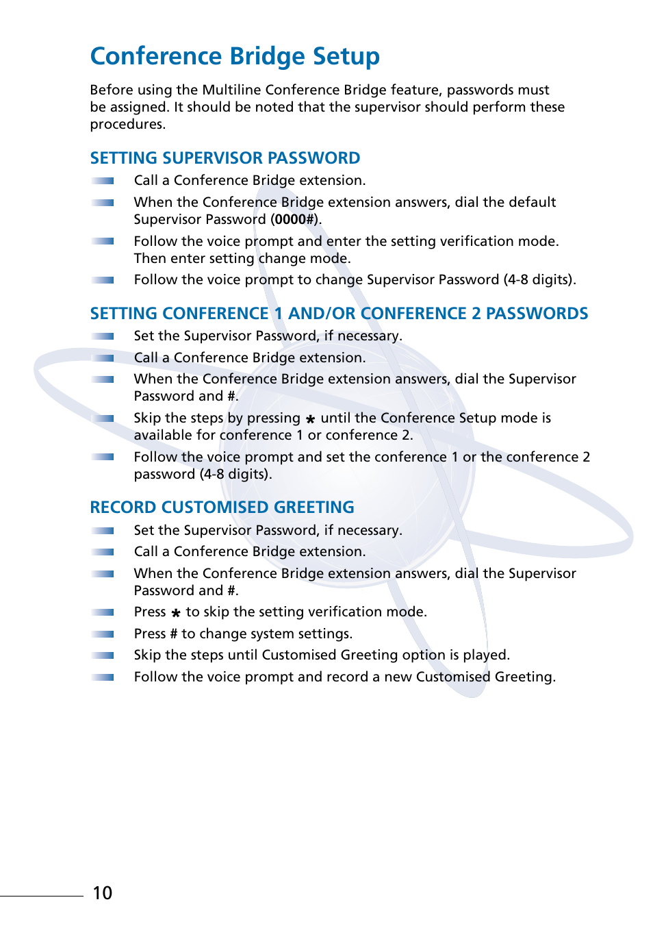 Conference bridge setup | NEC Attendant Xen IPK User Manual | Page 12 / 16