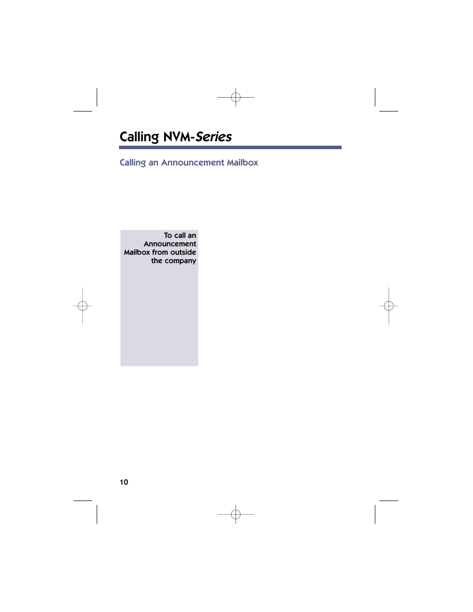 Calling nvm- series | NEC 17600SUG05 User Manual | Page 14 / 82