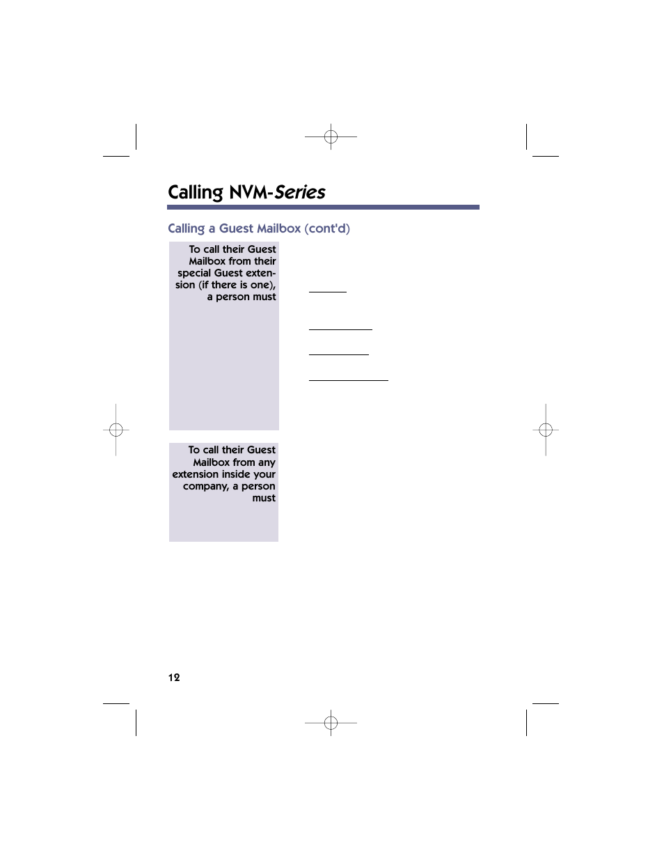 Calling nvm- series | NEC 17600SUG05 User Manual | Page 16 / 82