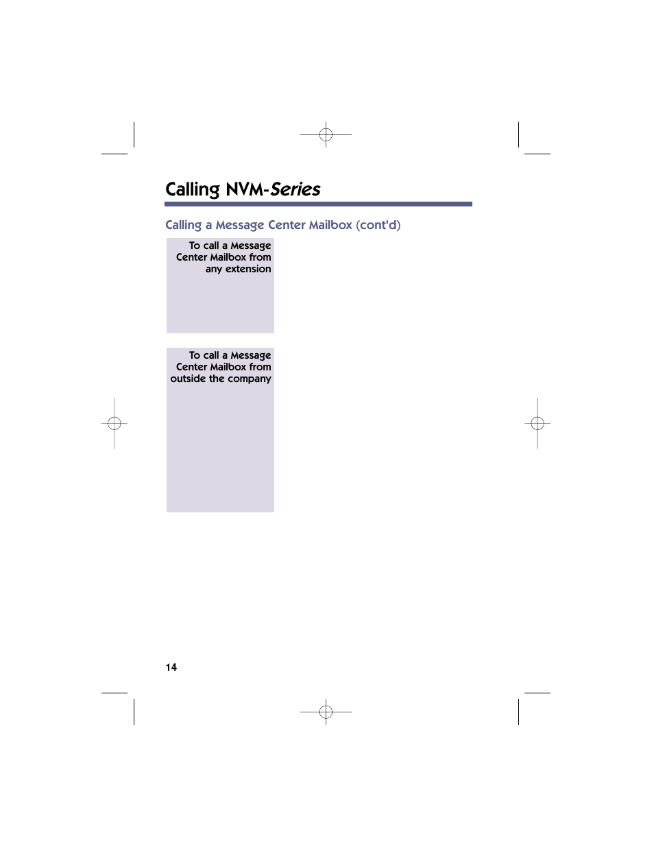 Calling nvm- series | NEC 17600SUG05 User Manual | Page 18 / 82