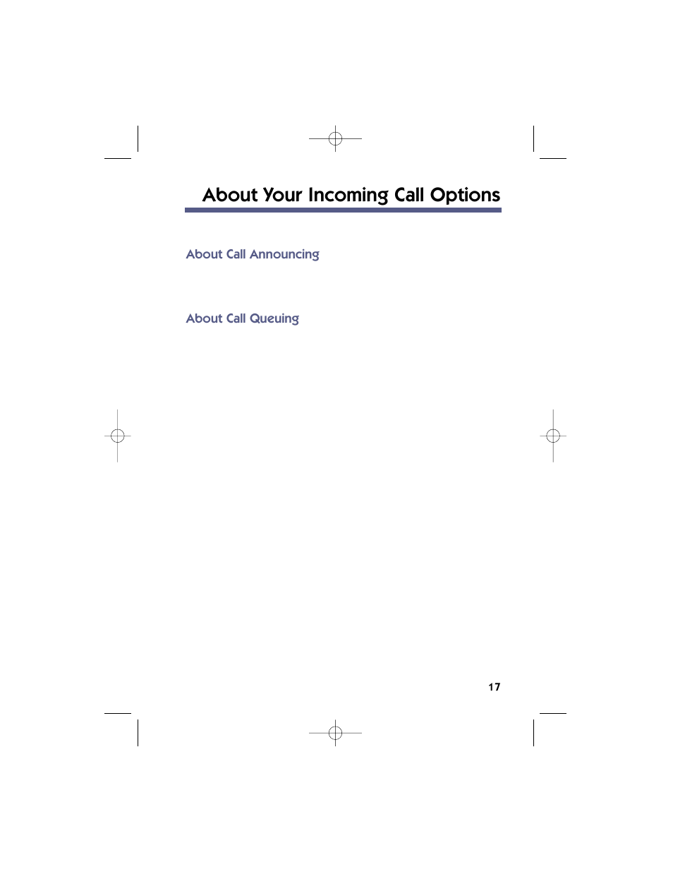 About your incoming call options, About call announcing, About call queuing | NEC 17600SUG05 User Manual | Page 21 / 82