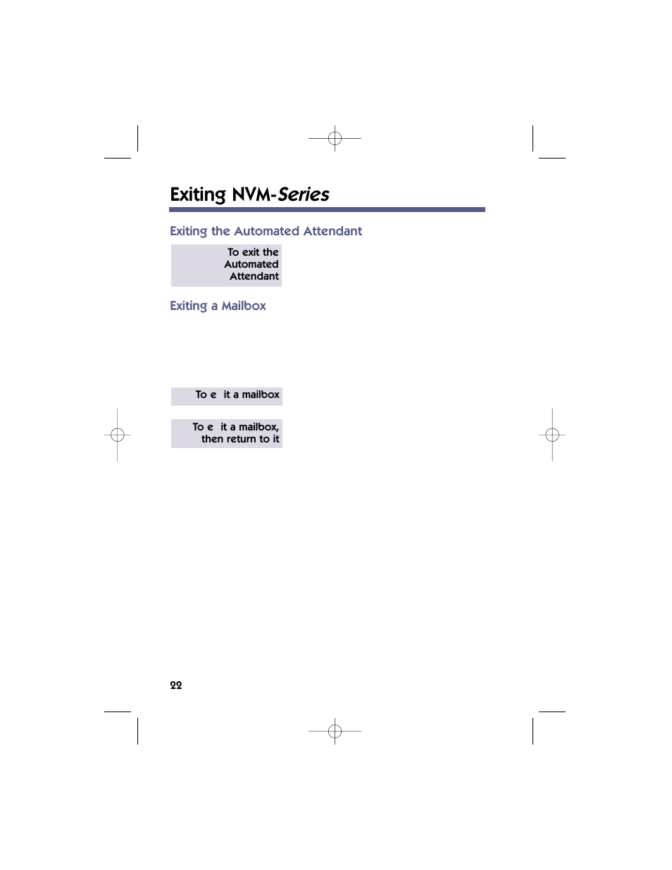 Exiting nvm- series | NEC 17600SUG05 User Manual | Page 26 / 82