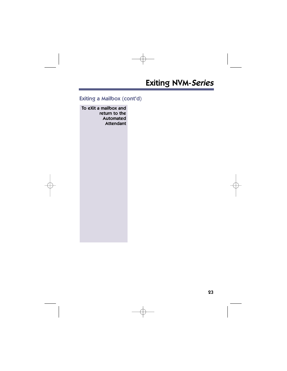 Exiting nvm- series | NEC 17600SUG05 User Manual | Page 27 / 82