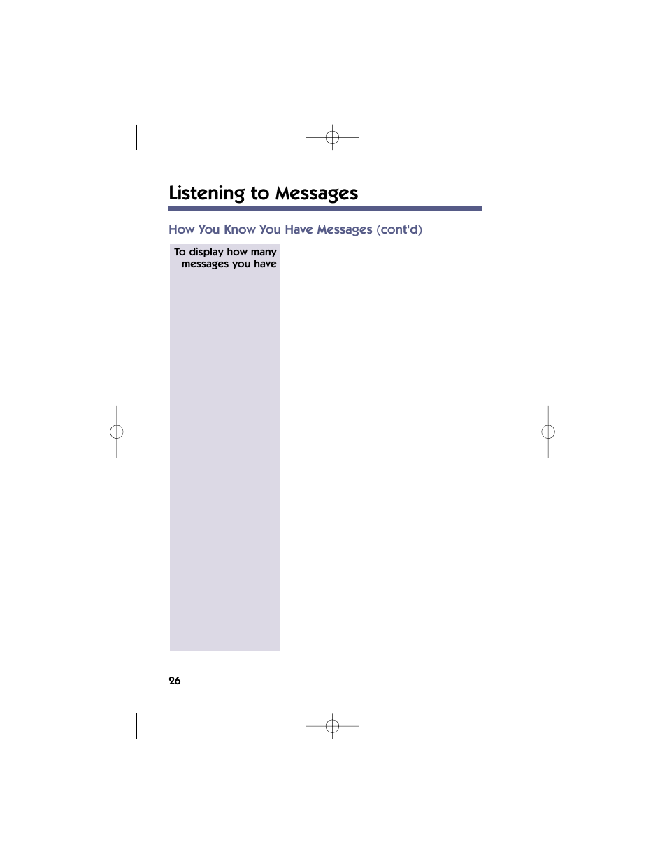 Listening to messages, How you know you have messages (cont'd) | NEC 17600SUG05 User Manual | Page 30 / 82