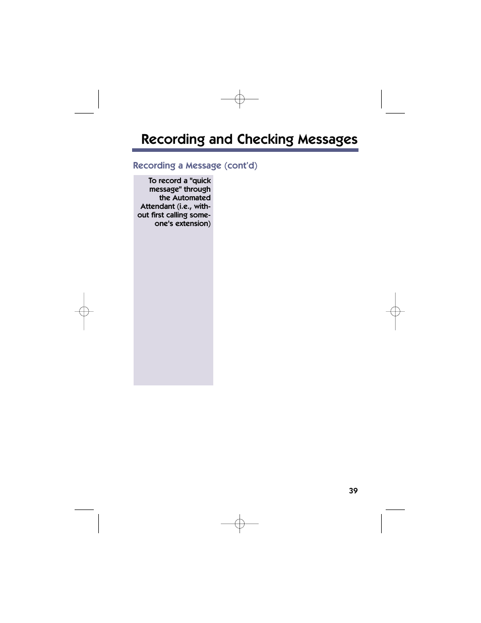 Recording and checking messages | NEC 17600SUG05 User Manual | Page 43 / 82