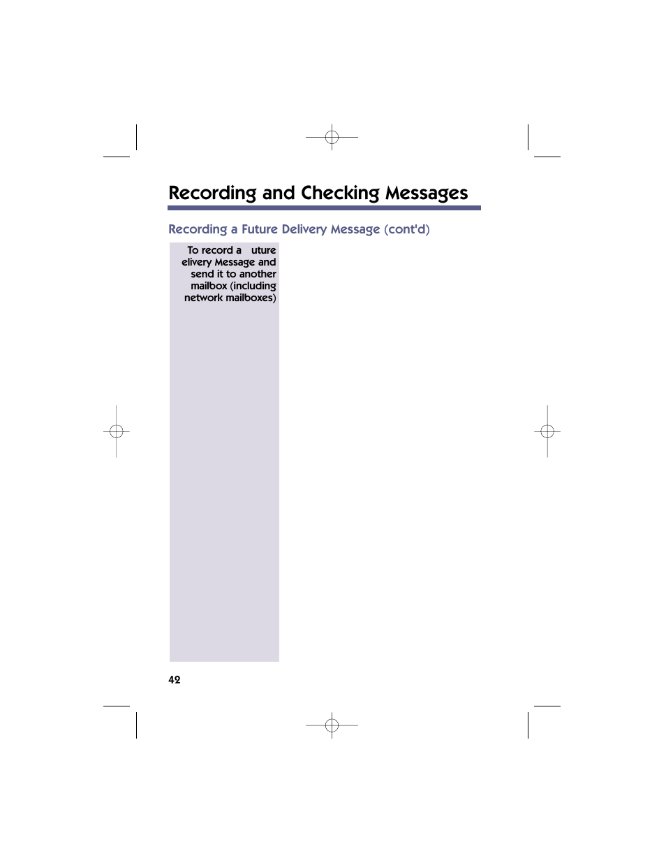 Recording and checking messages, Recording a future delivery message (cont'd) | NEC 17600SUG05 User Manual | Page 46 / 82