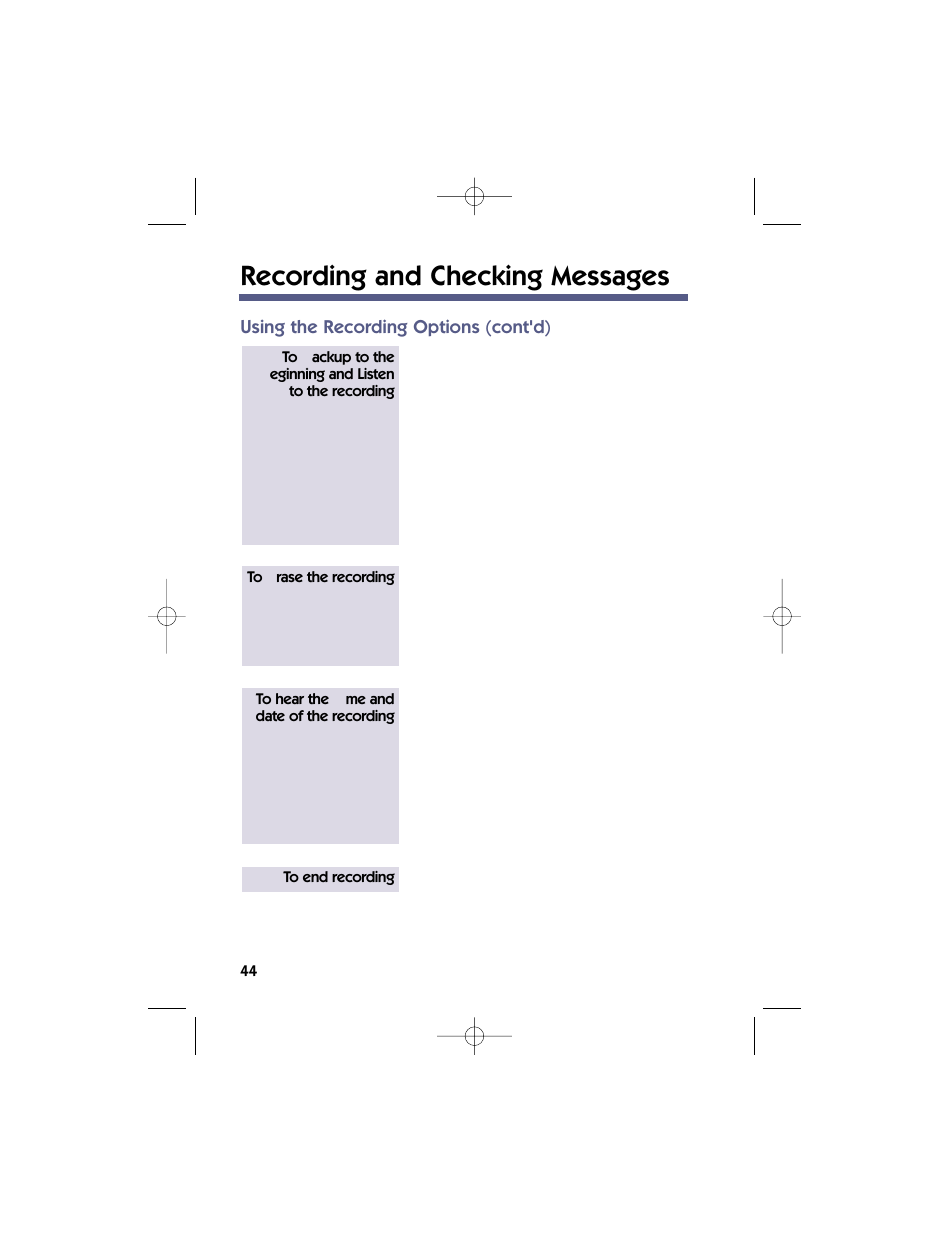 Recording and checking messages | NEC 17600SUG05 User Manual | Page 48 / 82