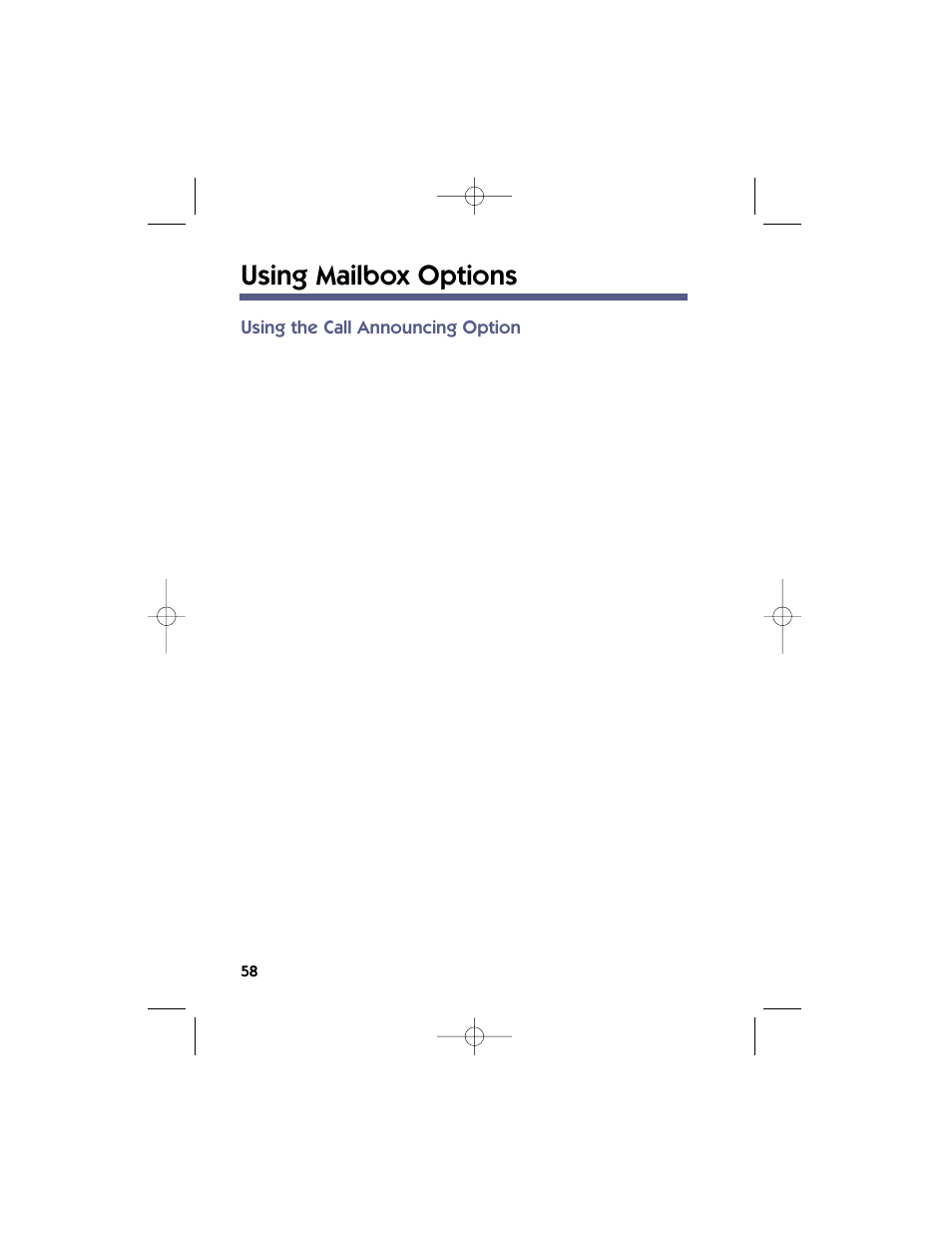 Using mailbox options, Using the call announcing option | NEC 17600SUG05 User Manual | Page 62 / 82