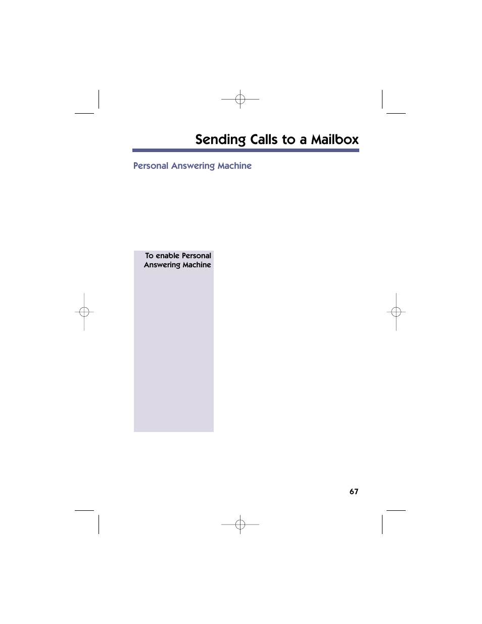 Sending calls to a mailbox, Personal answering machine | NEC 17600SUG05 User Manual | Page 71 / 82
