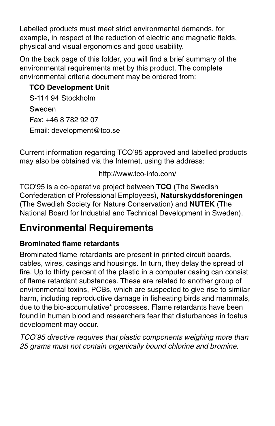 Environmental requirements | NEC 1525M User Manual | Page 8 / 33