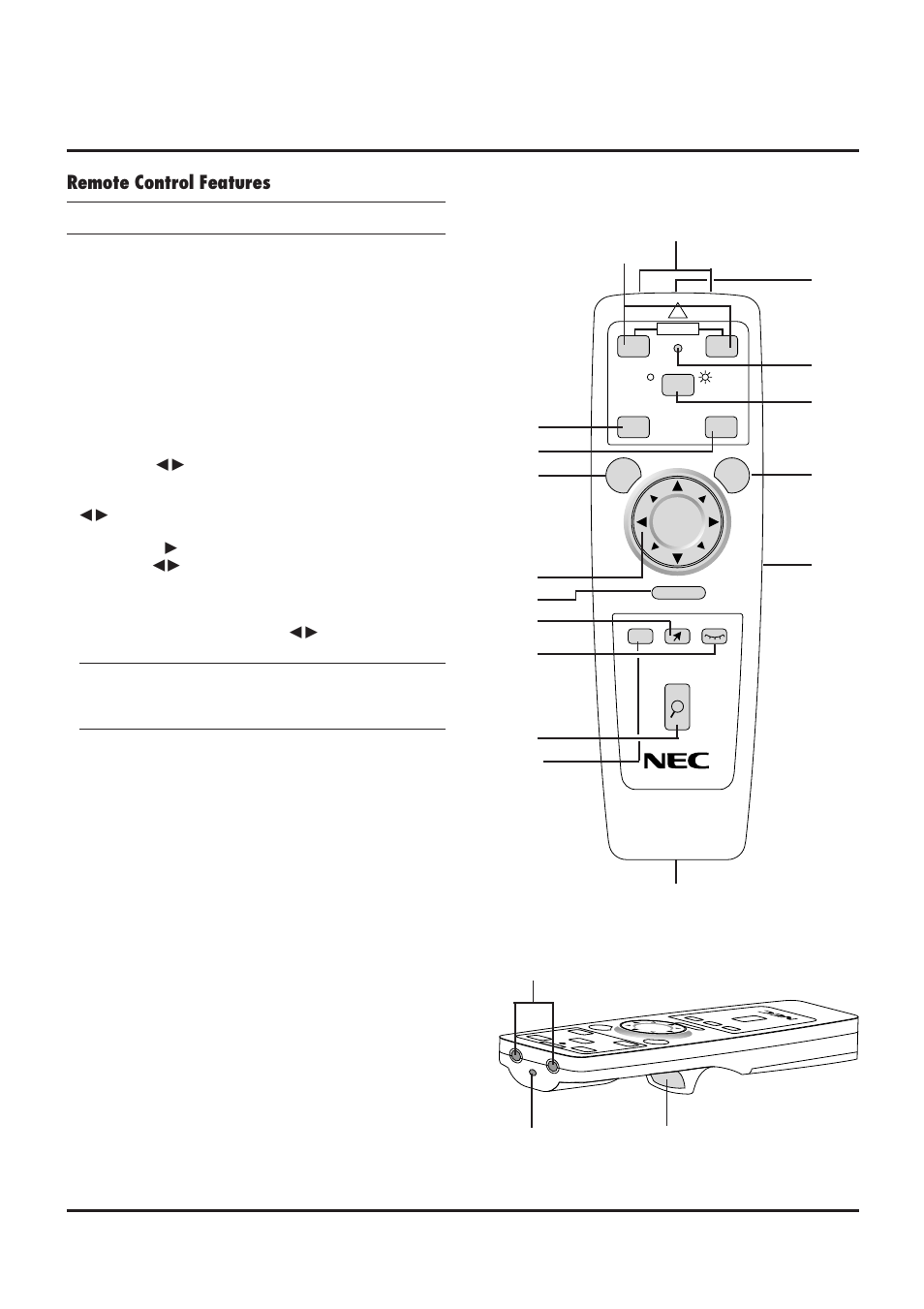 Remote control features | NEC MultiSync MT840 User Manual | Page 10 / 42