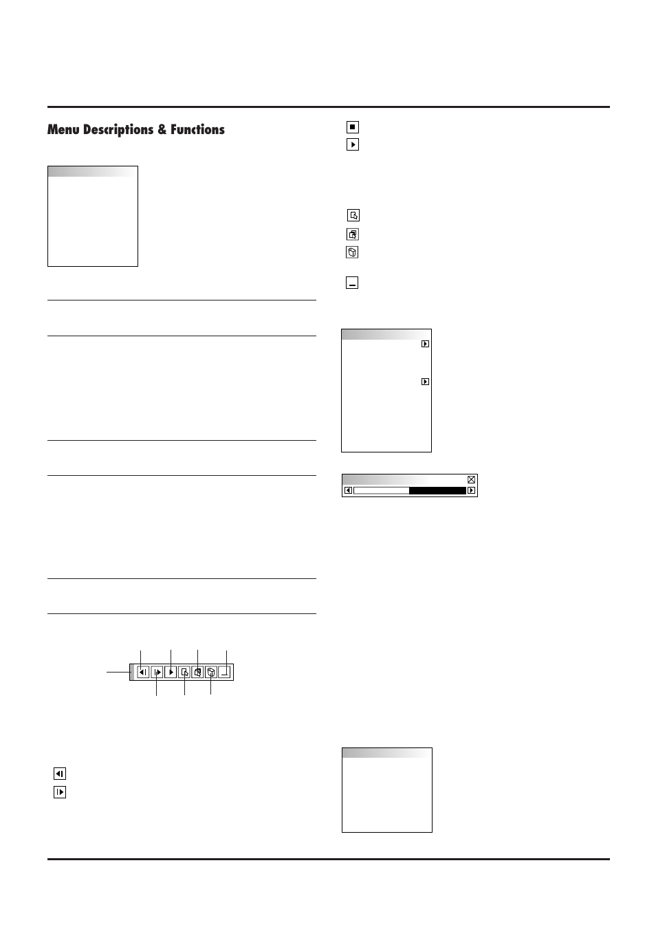 Menu descriptions & functions | NEC MultiSync MT840 User Manual | Page 20 / 42