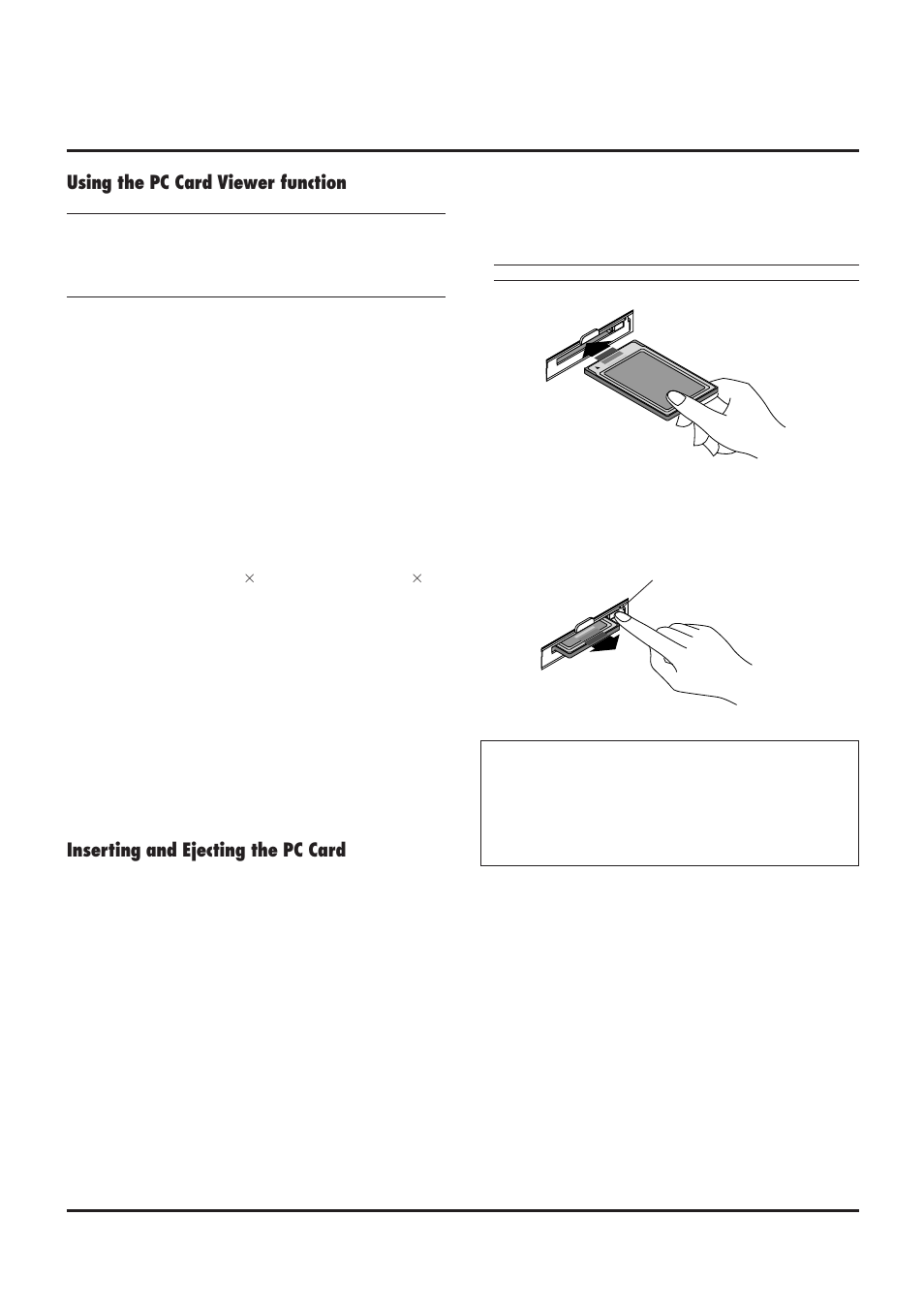 Using the pc card viewer function, Inserting and ejecting the pc card | NEC MultiSync MT840 User Manual | Page 26 / 42