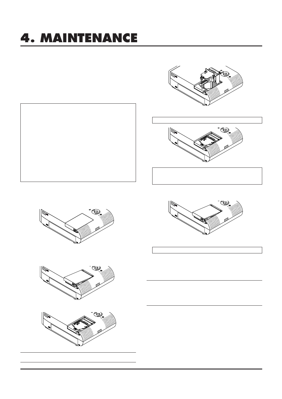 Maintenance, E–33, Replacing the lamp | NEC MultiSync MT840 User Manual | Page 33 / 42