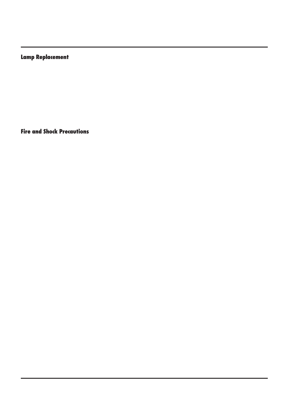 Lamp replacement, Fire and shock precautions | NEC MultiSync MT840 User Manual | Page 4 / 42