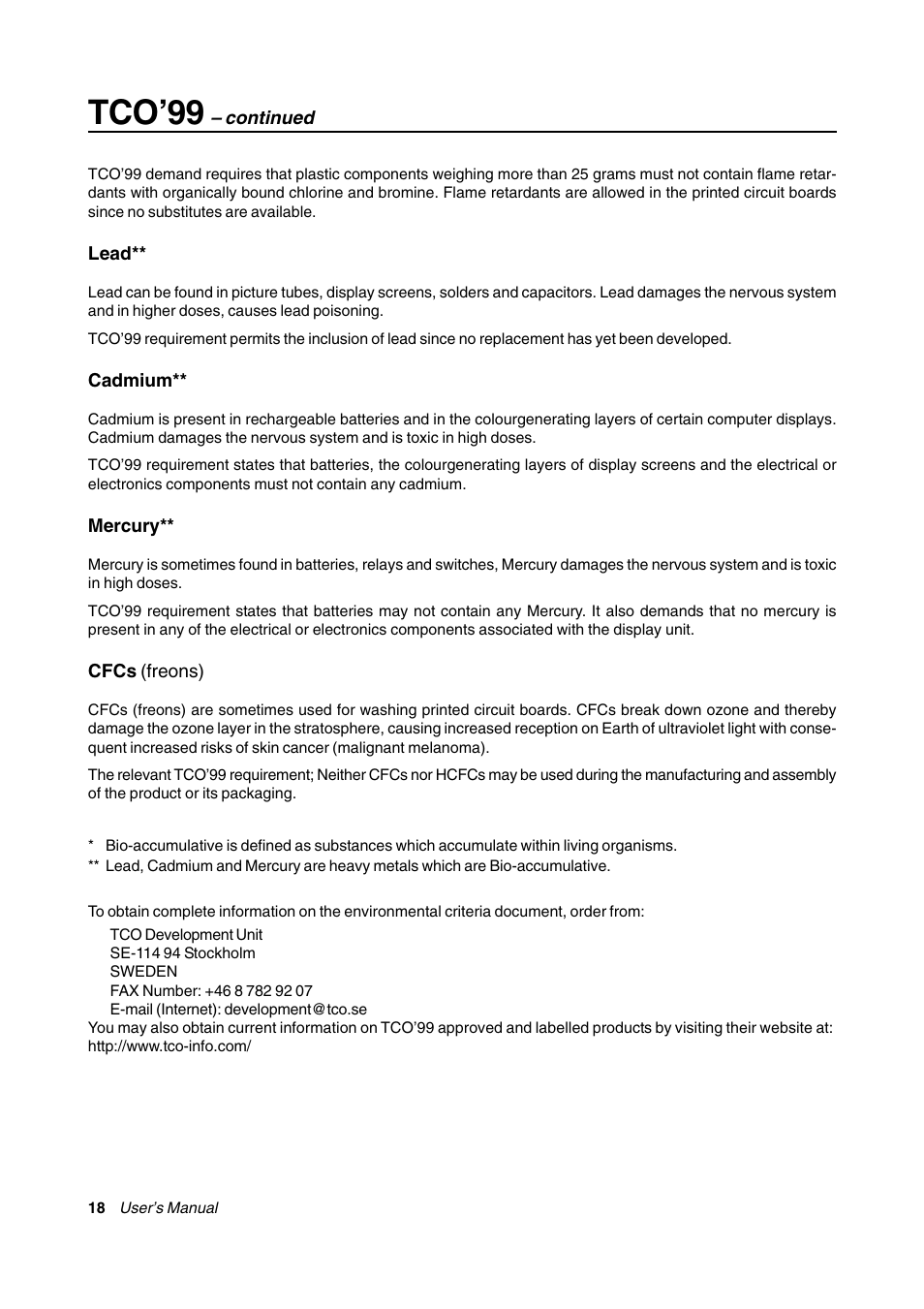 Tco’99 | NEC FE770/FE771 User Manual | Page 18 / 18