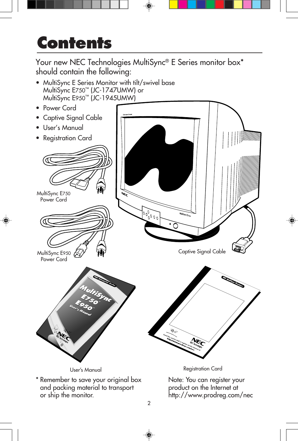 NEC E750 User Manual | Page 4 / 60