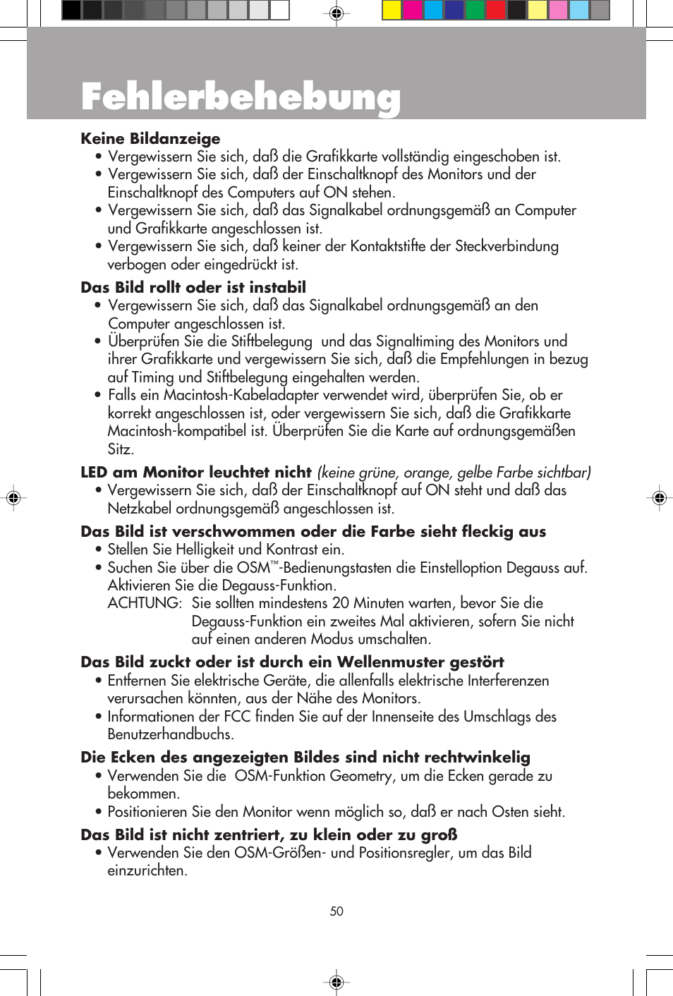 Fehlerbehebung | NEC E750 User Manual | Page 52 / 60