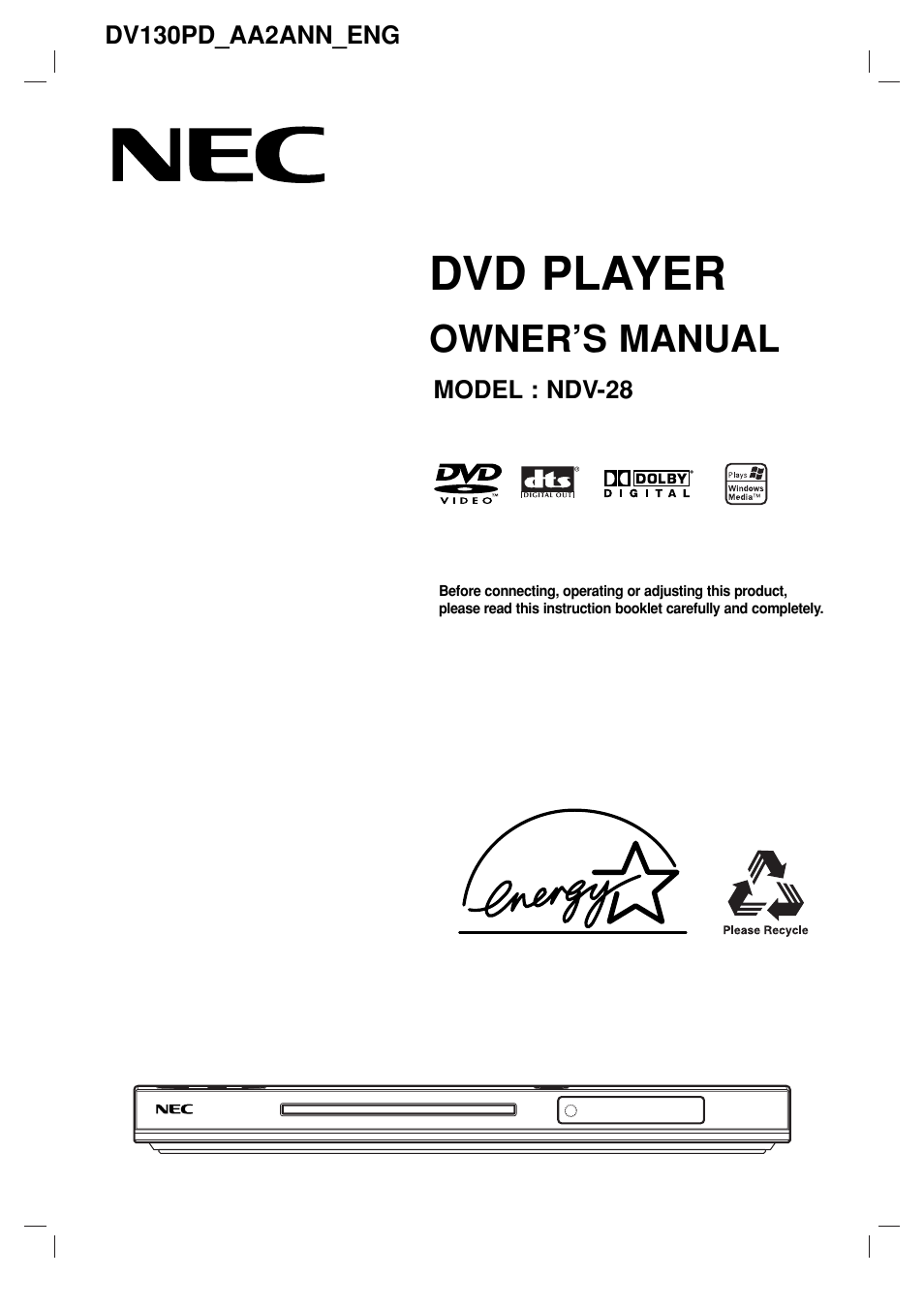 NEC NDV-28 User Manual | 23 pages