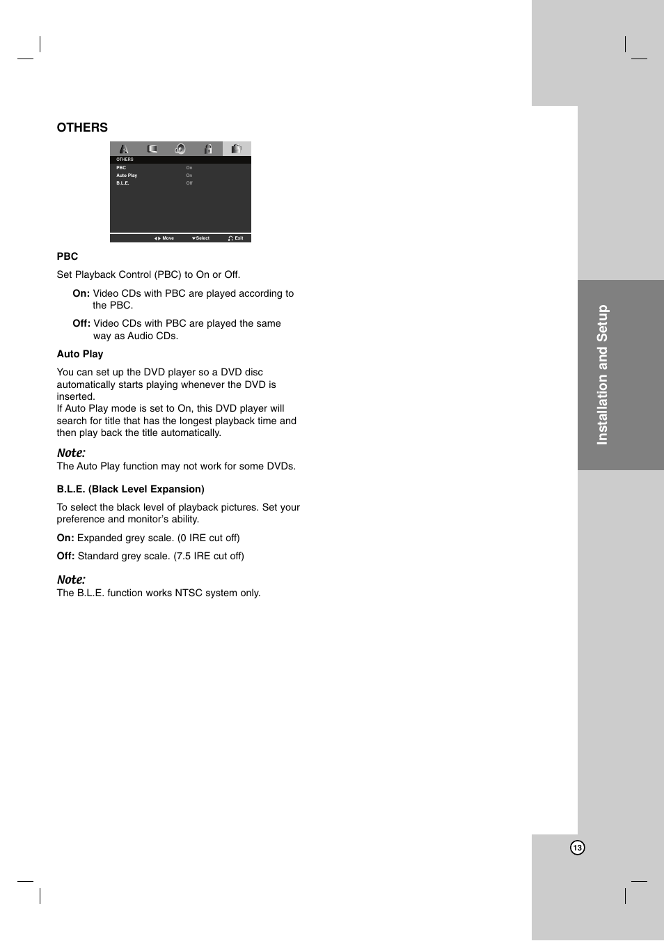 Operation reference introduction, Installation and setup, Others | NEC NDV-28 User Manual | Page 13 / 23