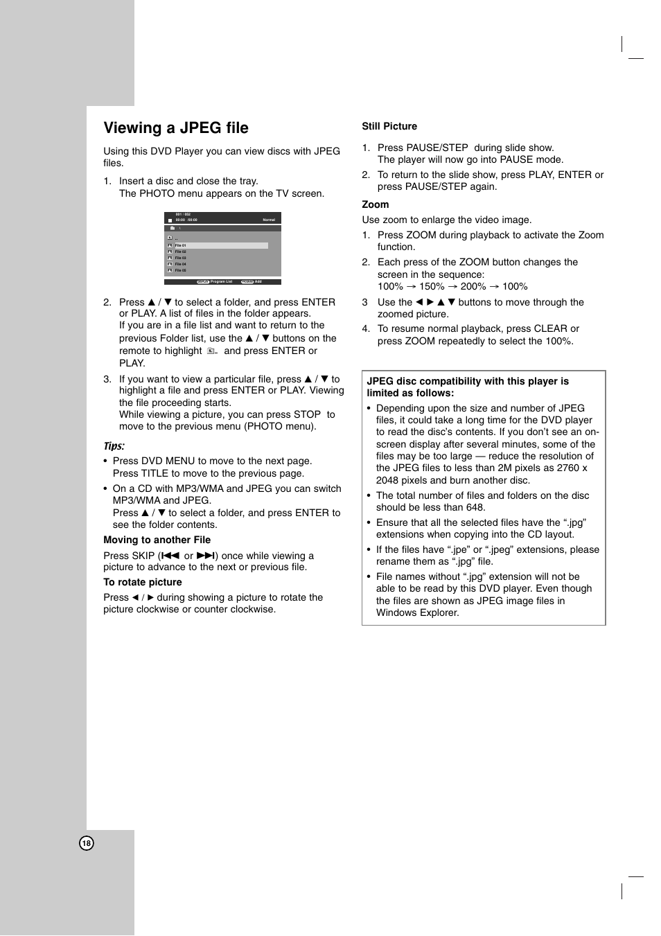 Viewing a jpeg file | NEC NDV-28 User Manual | Page 18 / 23