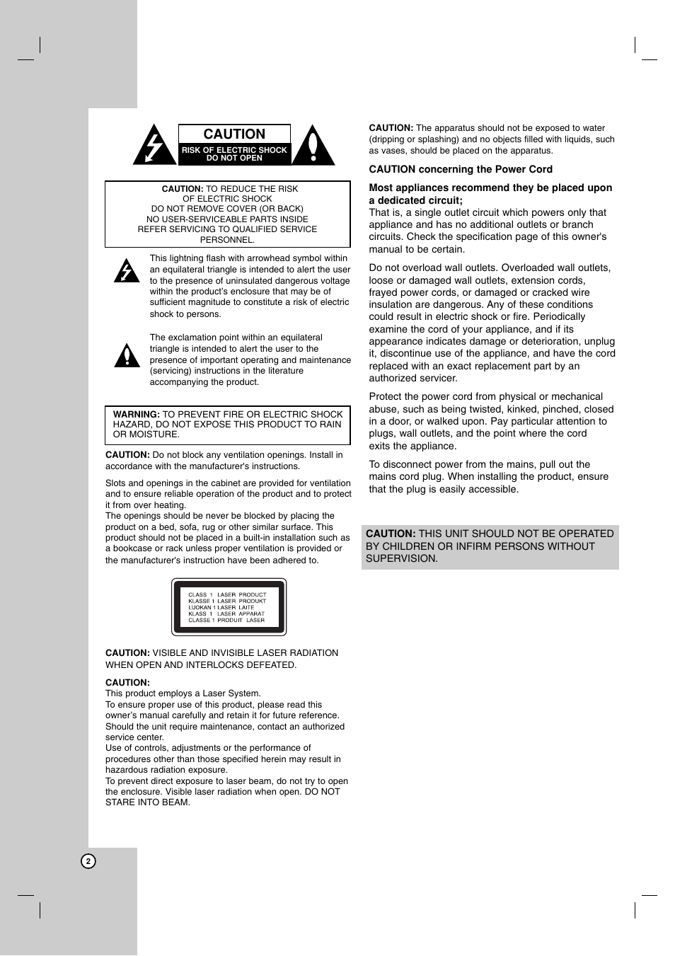 Caution | NEC NDV-28 User Manual | Page 2 / 23