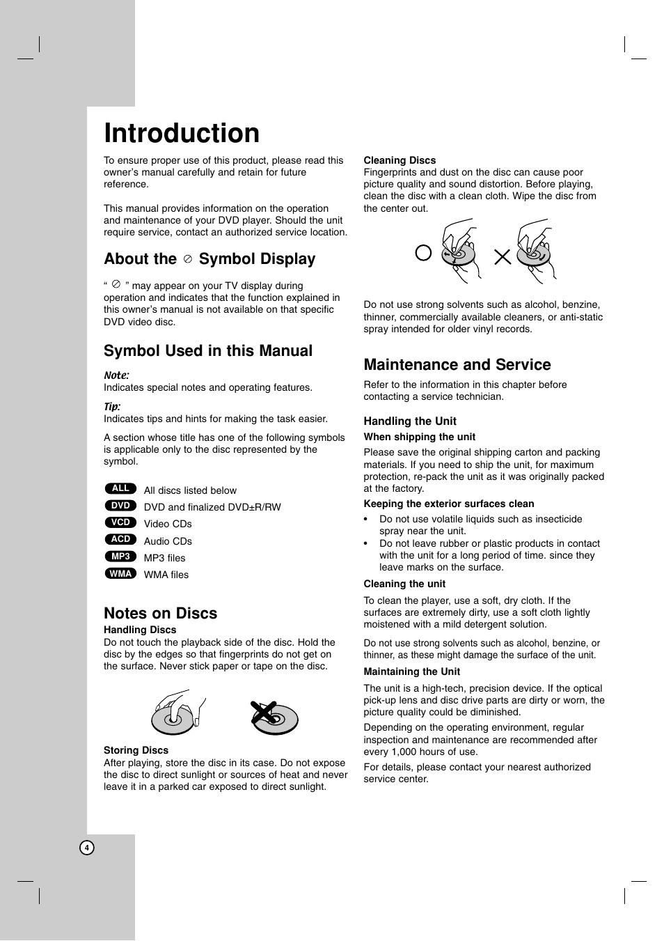 Introduction, About the symbol display, Symbol used in this manual | Maintenance and service | NEC NDV-28 User Manual | Page 4 / 23