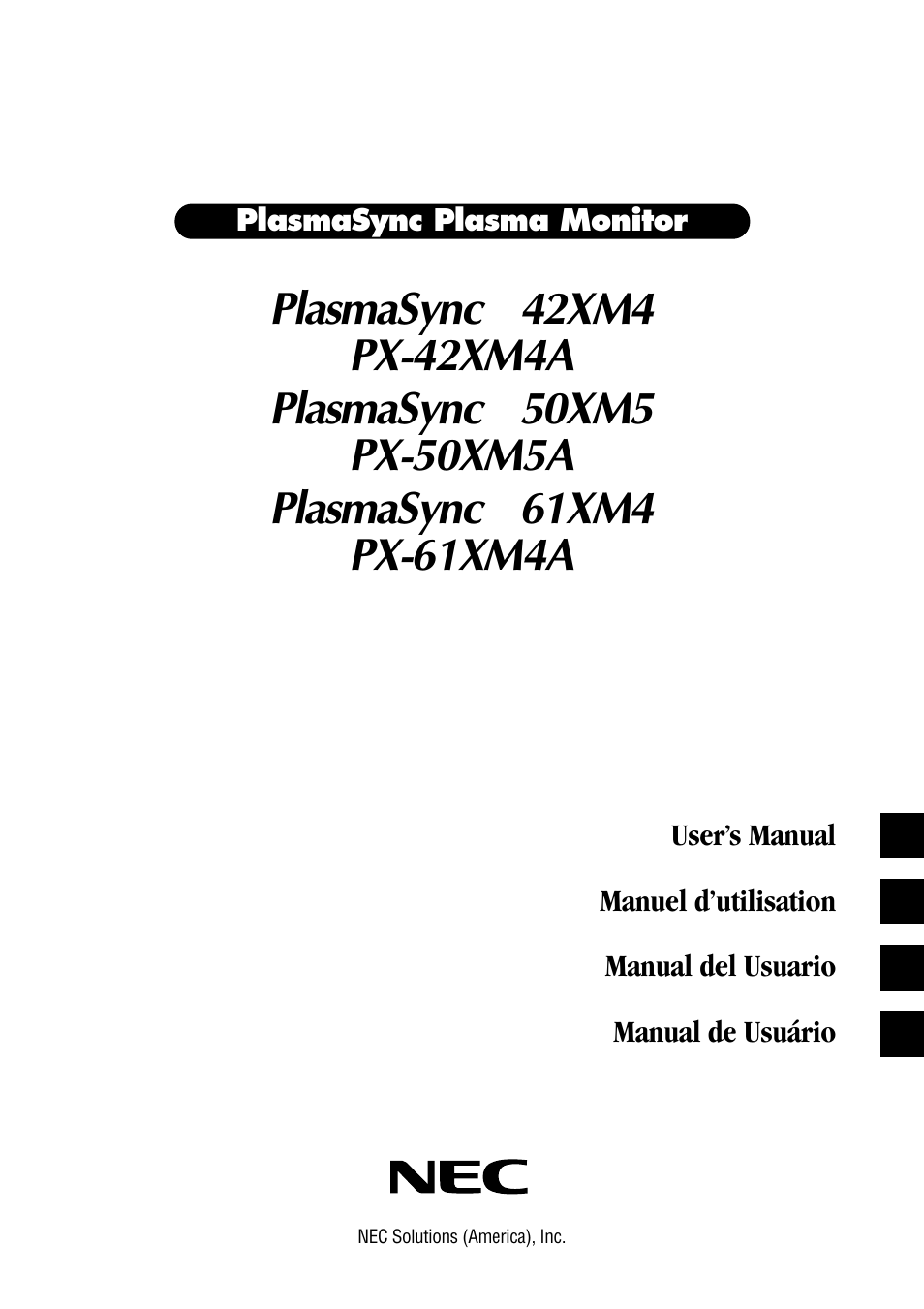 NEC PX-42XM4A User Manual | 192 pages