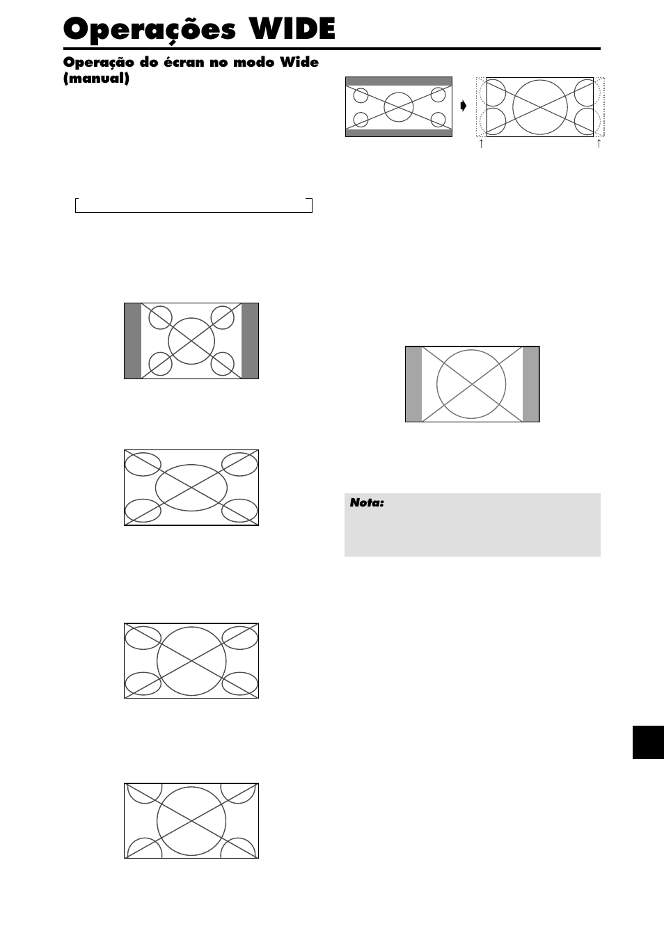 Operações wide, Operação do écran no modo wide (manual) | NEC PX-42XM4A User Manual | Page 155 / 192