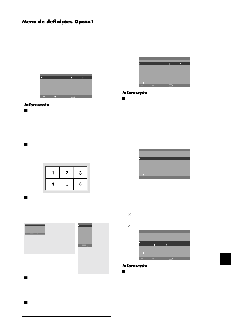 Menu de definições opção1 | NEC PX-42XM4A User Manual | Page 165 / 192