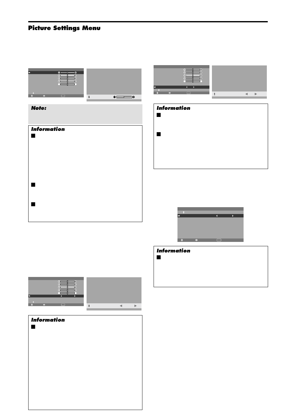 Picture settings menu | NEC PX-42XM4A User Manual | Page 21 / 192