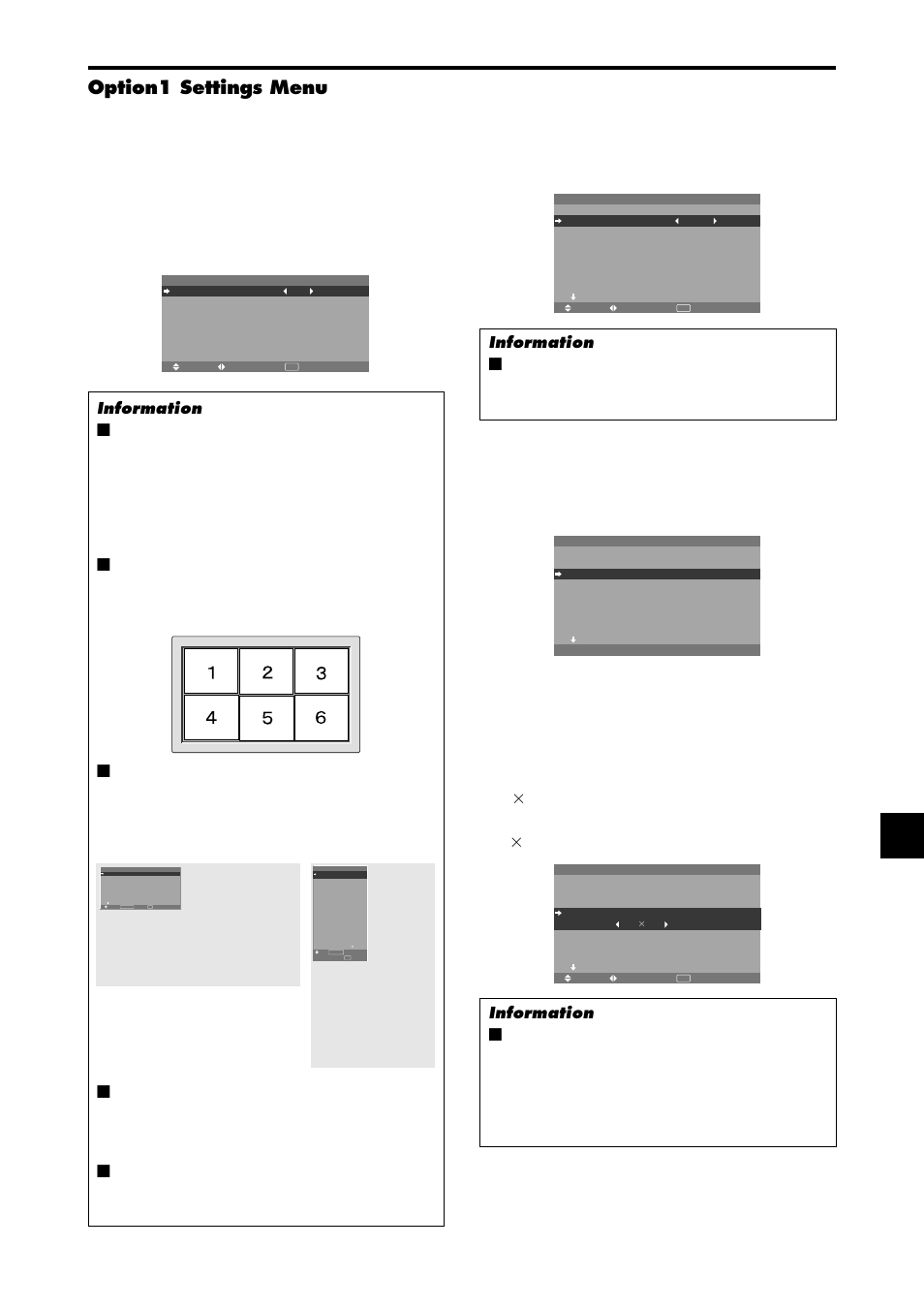 Option1 settings menu | NEC PX-42XM4A User Manual | Page 24 / 192