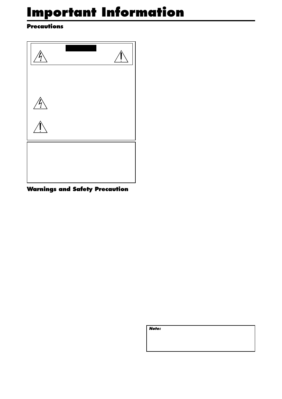 Important information, Precautions, Warnings and safety precaution | NEC PX-42XM4A User Manual | Page 3 / 192