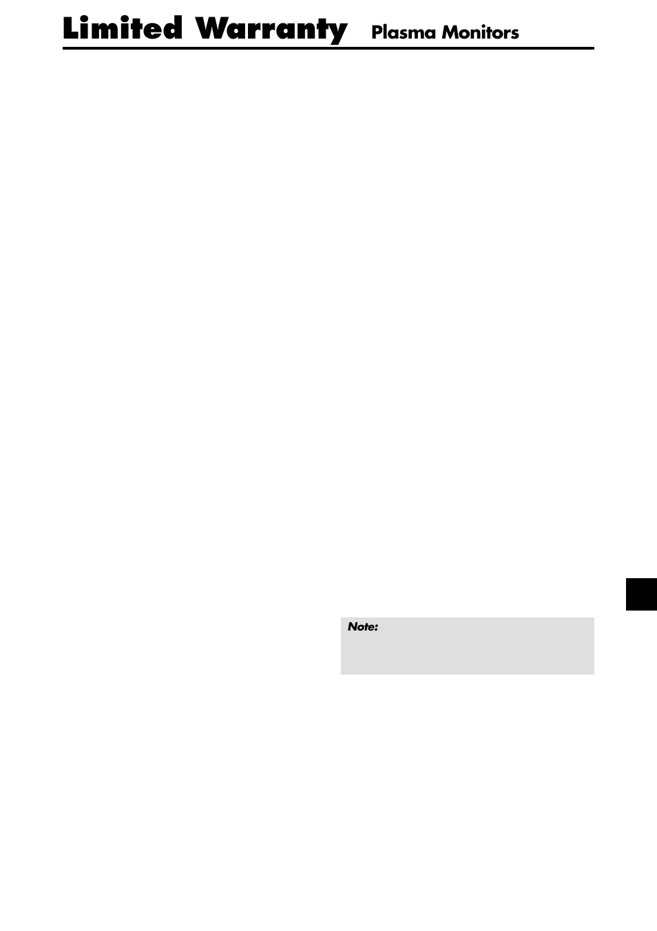 Limited warranty, Plasma monitors | NEC PX-42XM4A User Manual | Page 48 / 192