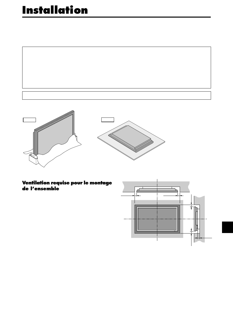 Installation, Ventilation requise pour le montage de l’ensemble | NEC PX-42XM4A User Manual | Page 53 / 192