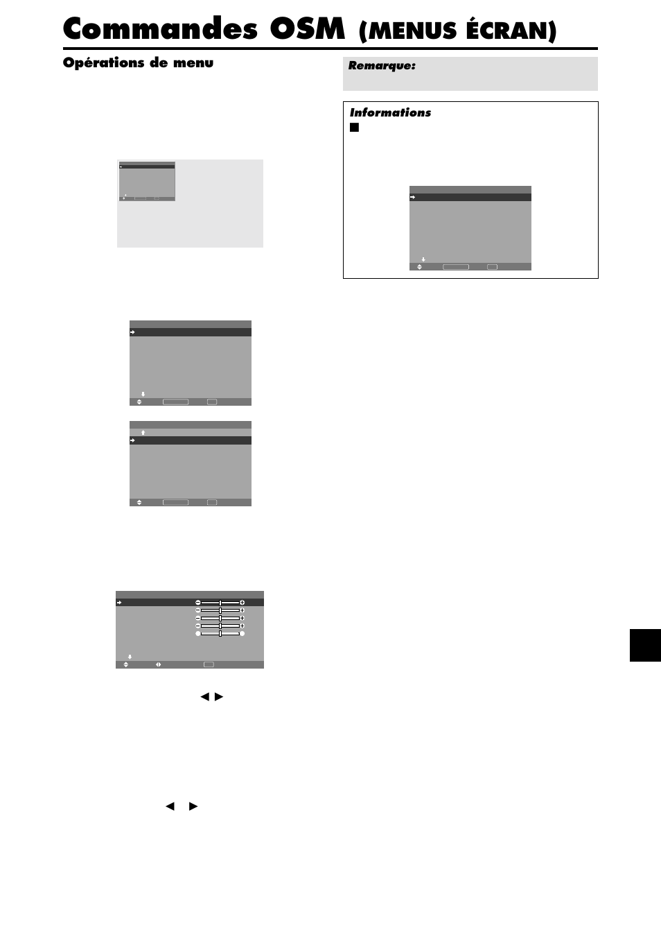 Commandes osm, Menus écran), Opérations de menu | NEC PX-42XM4A User Manual | Page 65 / 192