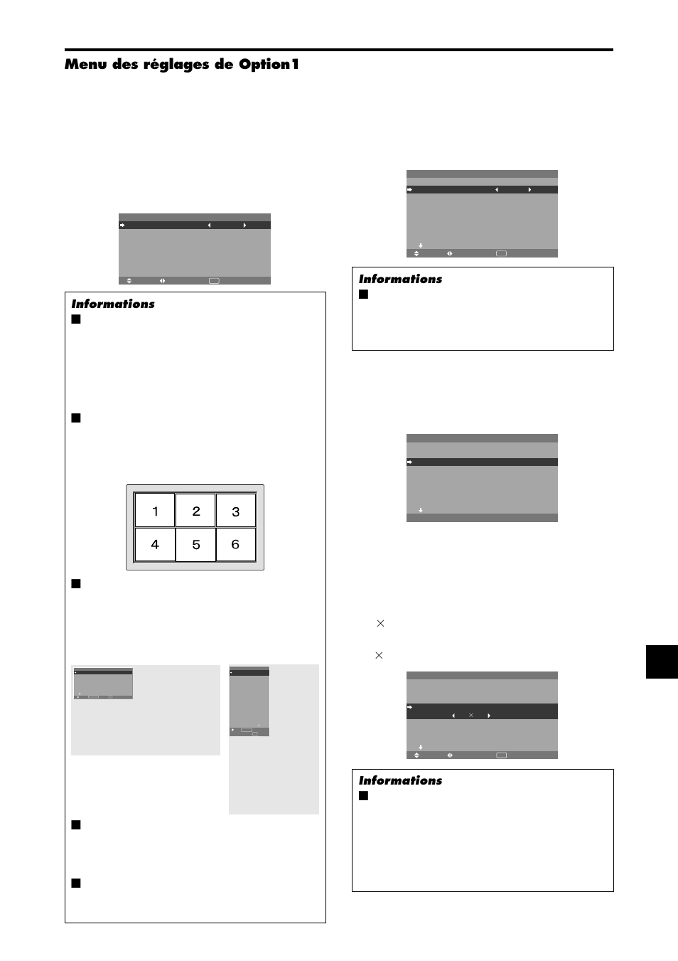 Menu des réglages de option1 | NEC PX-42XM4A User Manual | Page 71 / 192