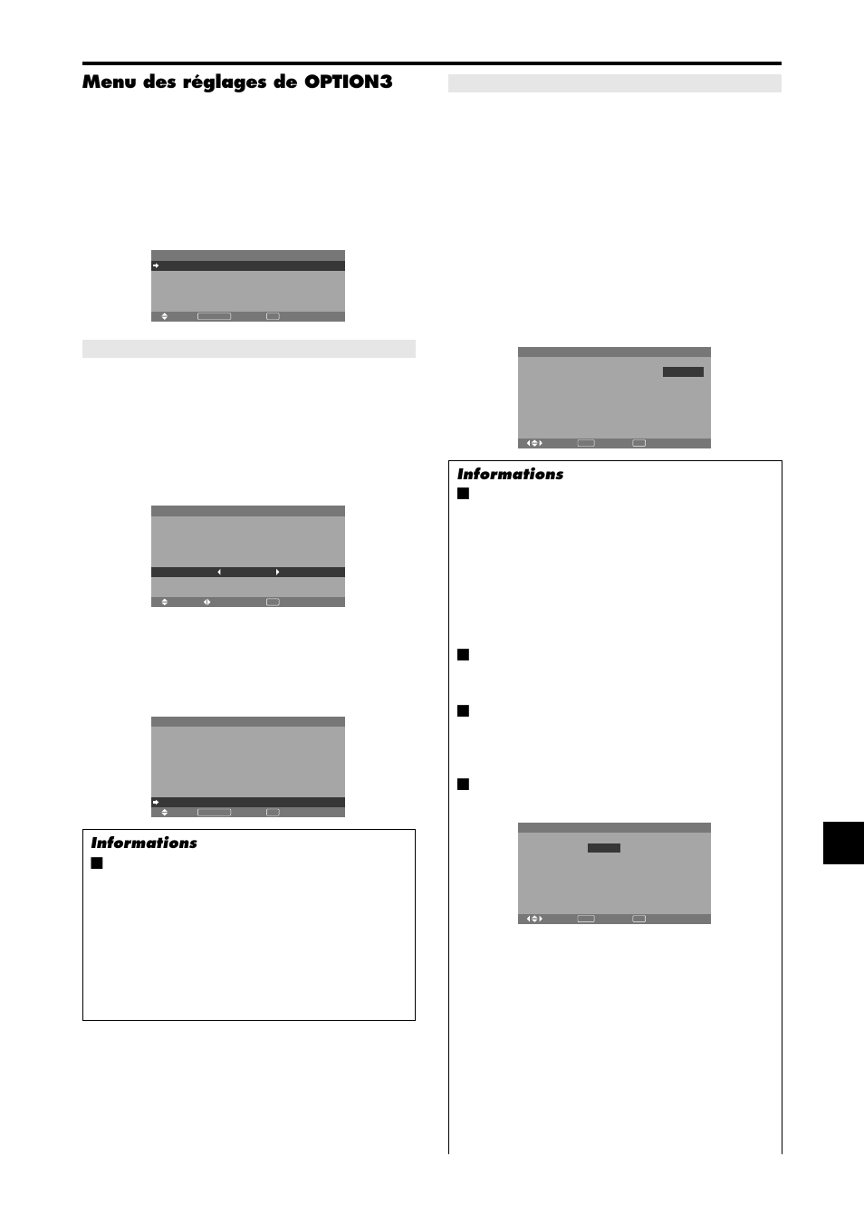 Menu des réglages de option3 | NEC PX-42XM4A User Manual | Page 77 / 192