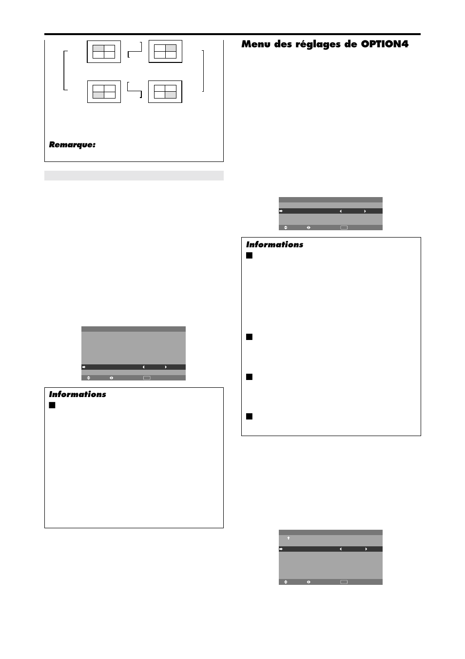 Menu des réglages de option4 | NEC PX-42XM4A User Manual | Page 82 / 192