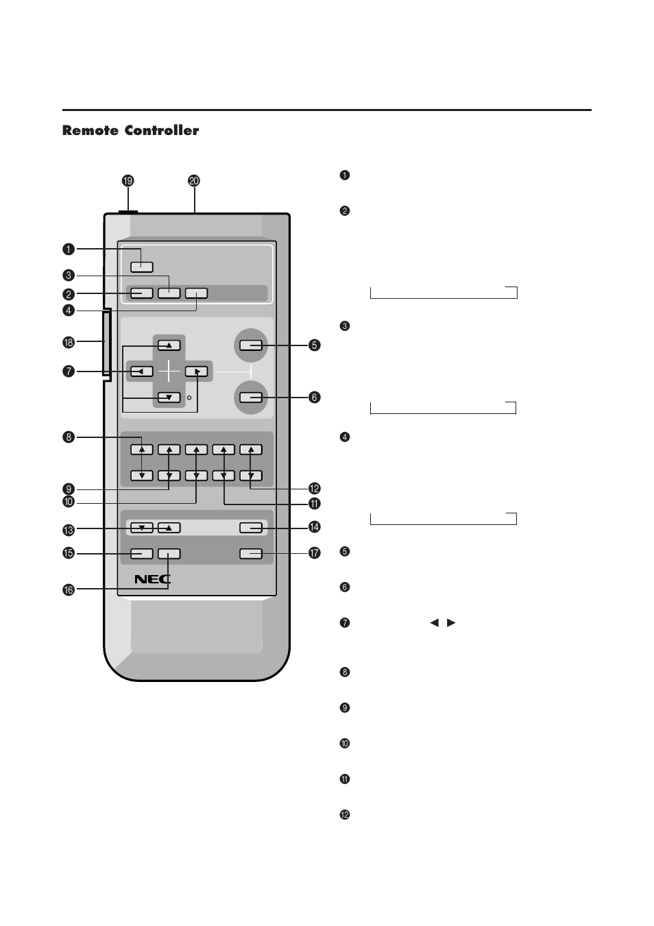 Remote controller | NEC 4200W User Manual | Page 10 / 44