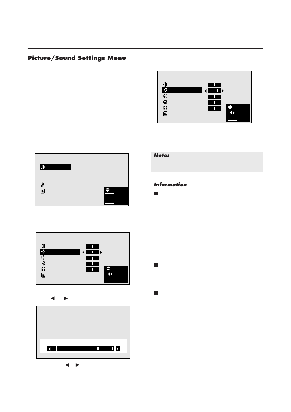 Picture/sound settings menu | NEC 4200W User Manual | Page 24 / 44