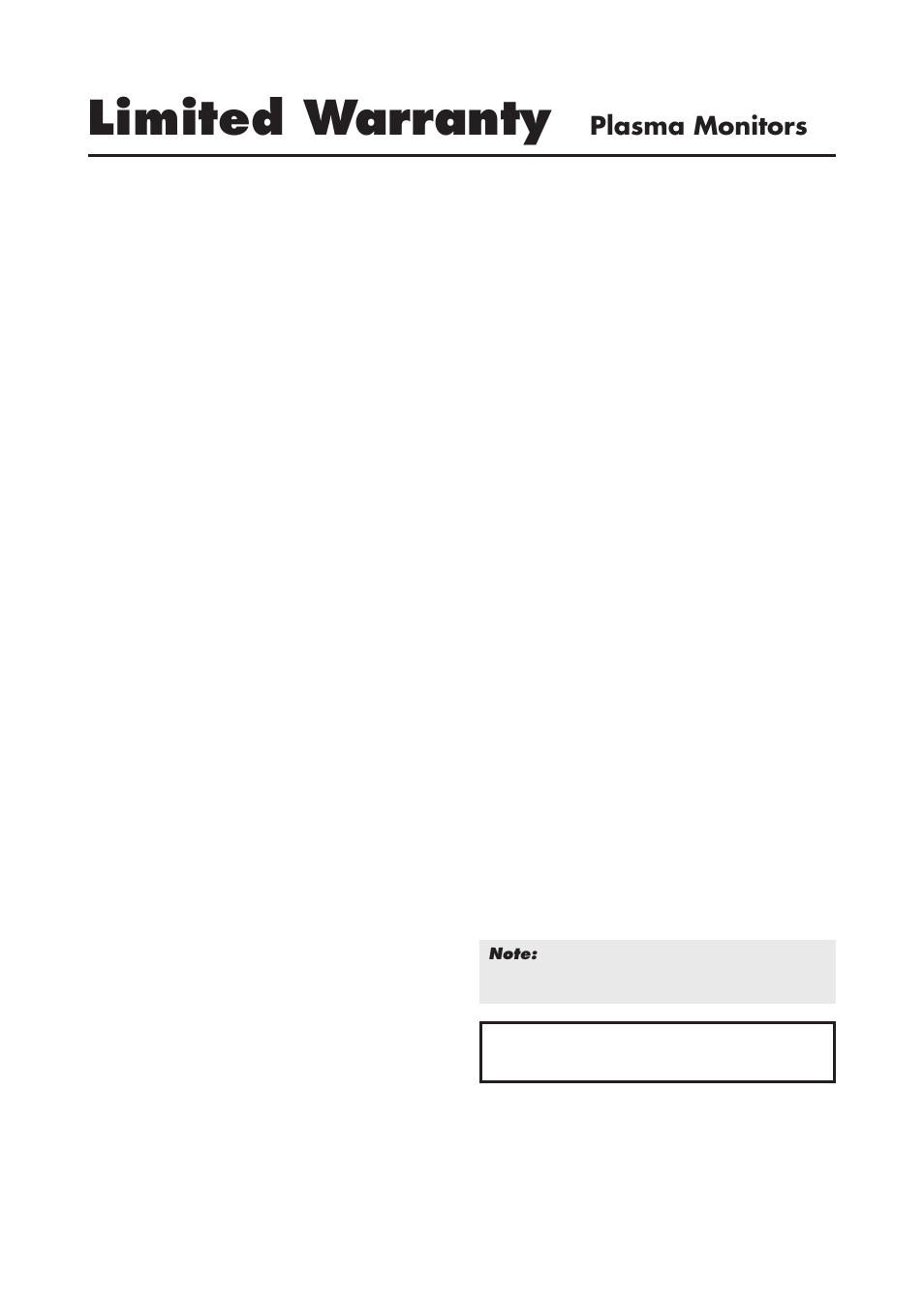 Limited warranty, Plasma monitors | NEC 4200W User Manual | Page 4 / 44