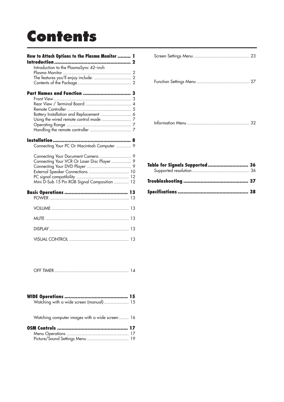 NEC 4200W User Manual | Page 5 / 44