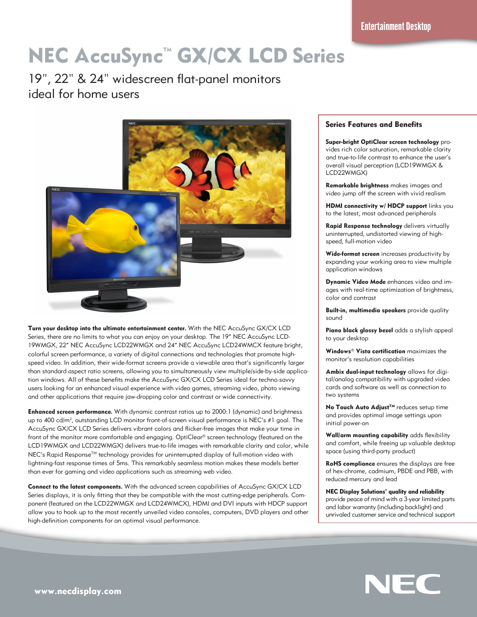 NEC LCD24WMCX User Manual | 2 pages