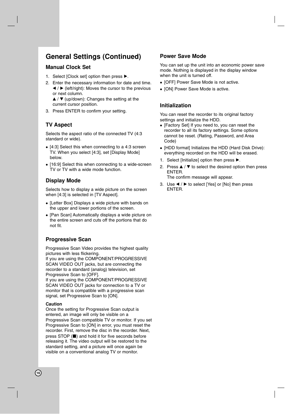 General settings (continued) | NEC NDH-81 NDH-161 User Manual | Page 16 / 57