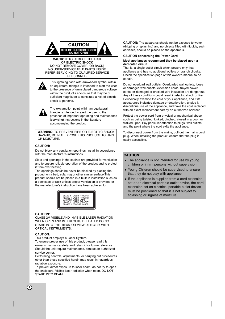 Caution | NEC NDH-81 NDH-161 User Manual | Page 2 / 57